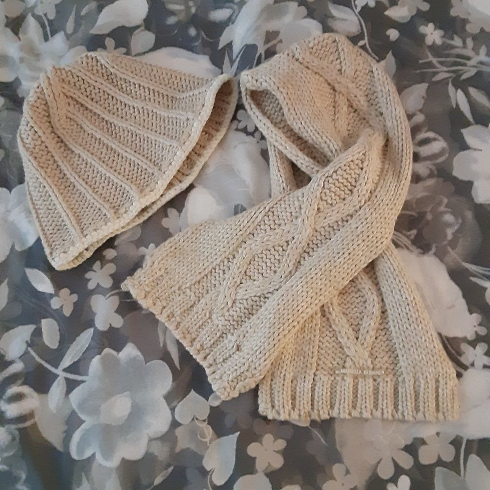 gorgeous knit hat & scarf set - tan - baby/ toddler